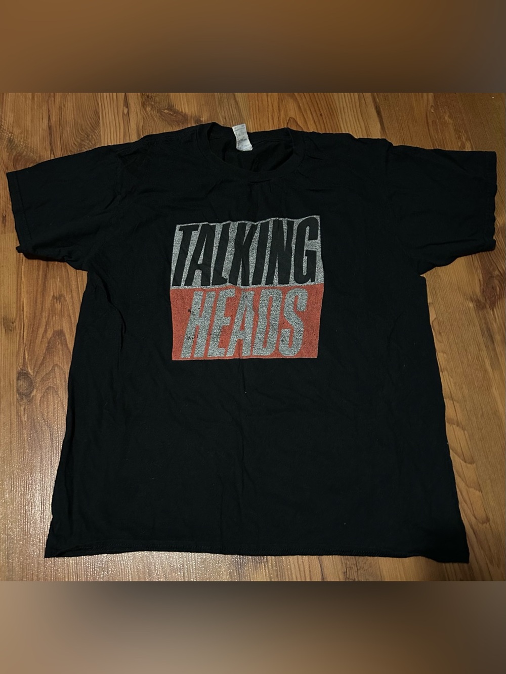 Gildan Black Talking Heads Graphic Tee with Red Accents